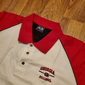 Vintage Georgia Bulldogs Polo Shirt Men XL Red‎ White AS Sports Football